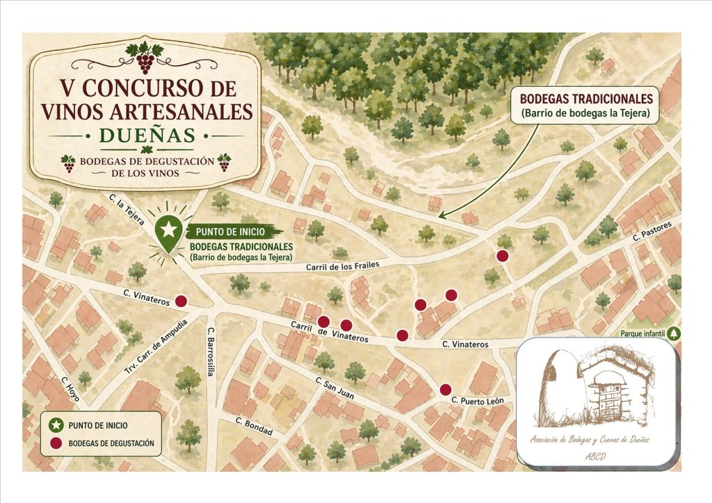Plano de las bodegas que ofrecerán vino del concurso para su degustación.